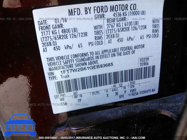 2016 Ford F250 1FT7W2B61GEB93685 image 8