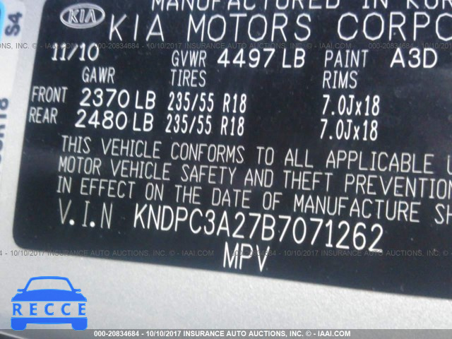 2011 KIA Sportage KNDPC3A27B7071262 Bild 8