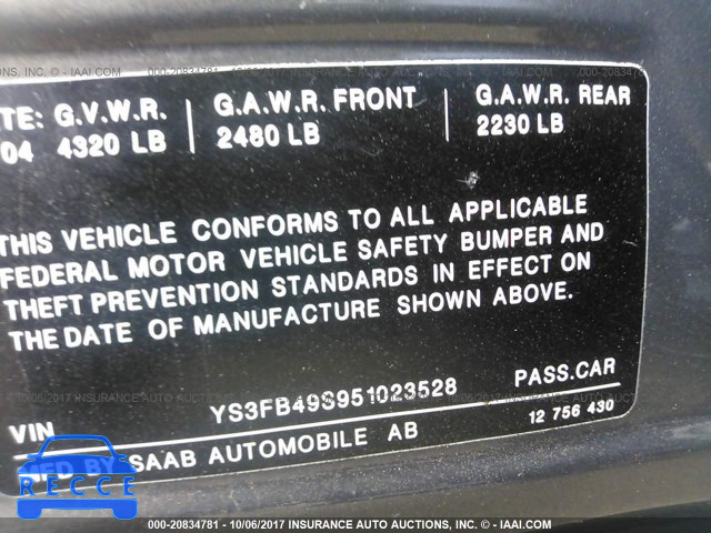 2005 SAAB 9-3 YS3FB49S951023528 image 8