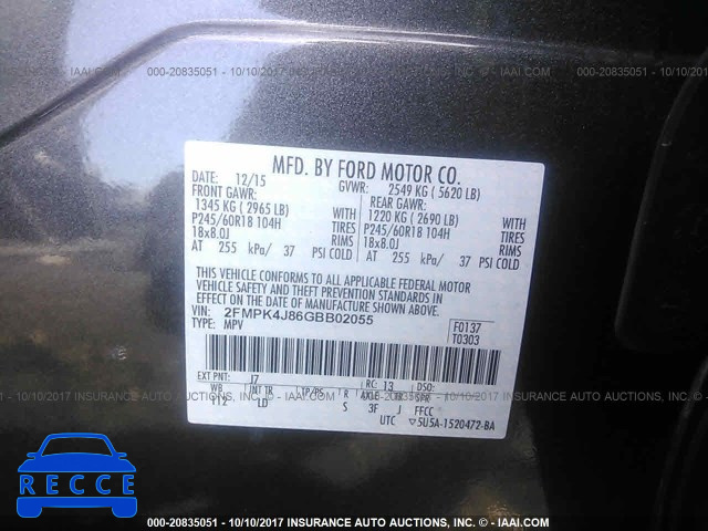 2016 Ford Edge 2FMPK4J86GBB02055 зображення 8