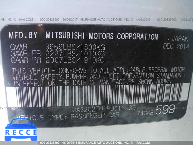 2015 Mitsubishi Lancer ES JA32U2FU1FU013939 image 8
