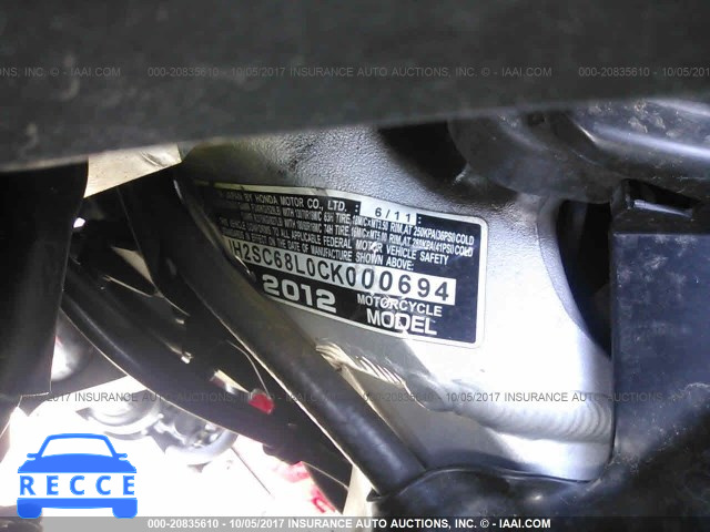2012 HONDA GL1800 JH2SC68L0CK000694 image 9