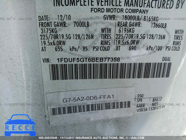 2011 FORD F550 SUPER DUTY 1FDUF5GT6BEB77358 image 9