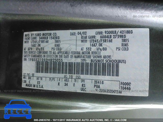 2002 Ford Econoline E350 SUPER DUTY WAGON 1FBSS31S52HB25055 image 8