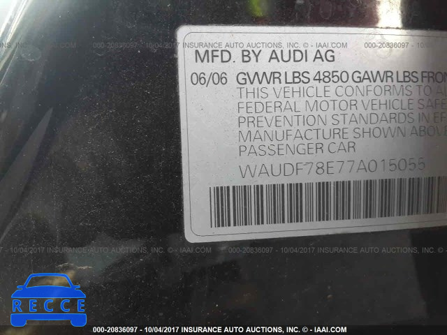 2007 Audi A4 WAUDF78E77A015055 зображення 8