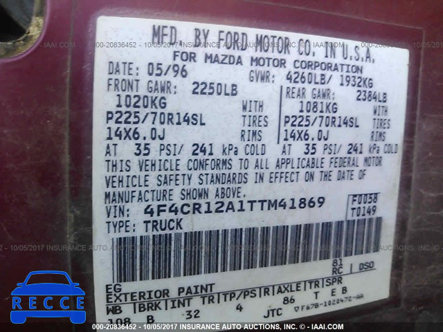 1996 Mazda B2300 4F4CR12A1TTM41869 Bild 8