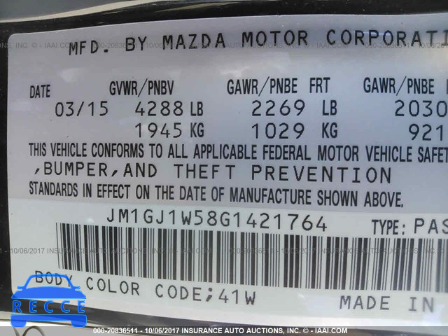 2016 Mazda 6 GRAND TOURING JM1GJ1W58G1421764 зображення 8