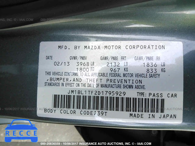 2013 Mazda 3 JM1BL1TF2D1795929 image 8