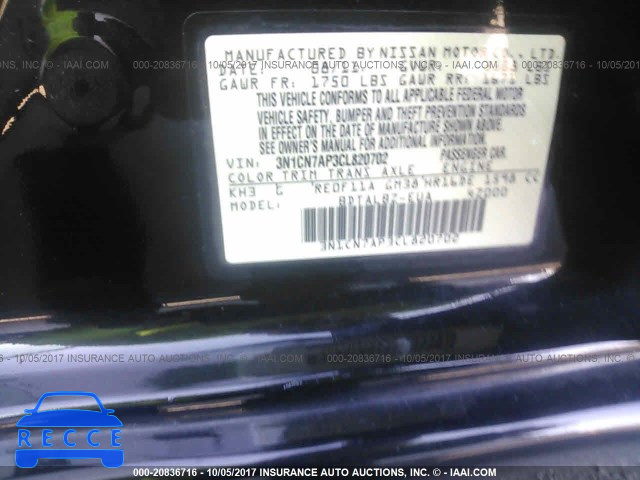2012 Nissan Versa 3N1CN7AP3CL820702 image 8