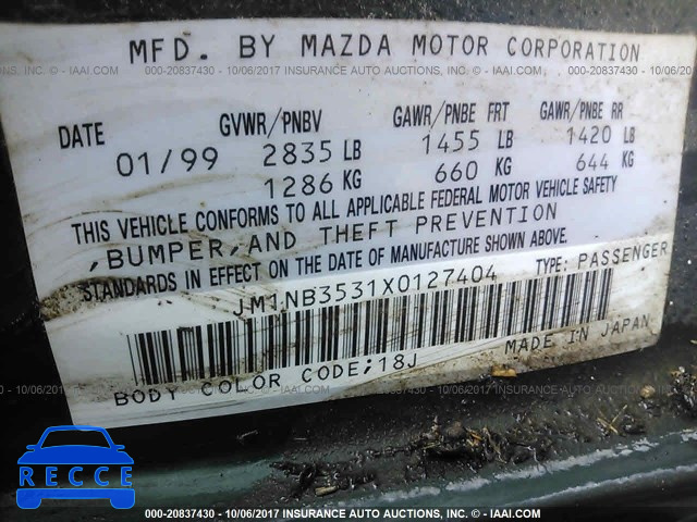 1999 Mazda MX-5 Miata JM1NB3531X0127404 image 8