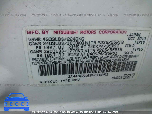 2011 Mitsubishi Outlander JA4AS3AW6BU018852 image 8