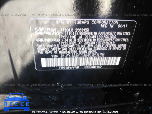 2017 SUBARU FORESTER 2.5I PREMIUM JF2SJAGC5HH595938 image 8