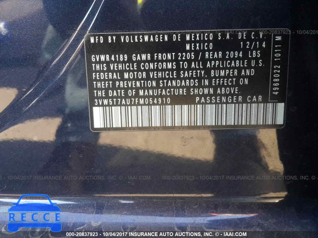 2015 Volkswagen GTI 3VW5T7AU7FM054910 зображення 8
