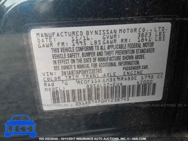 2017 NISSAN SENTRA 3N1AB7AP0HY238745 image 8