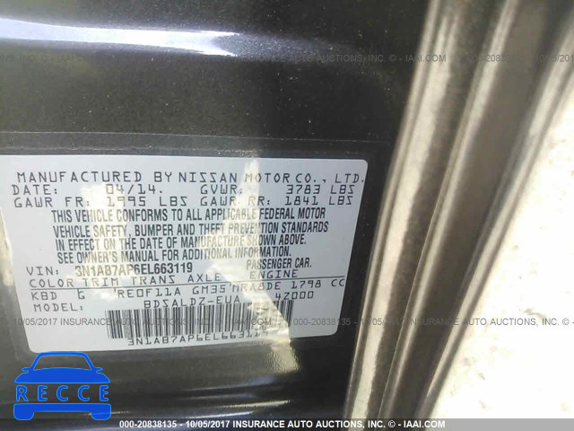 2014 Nissan Sentra 3N1AB7AP6EL663119 image 8