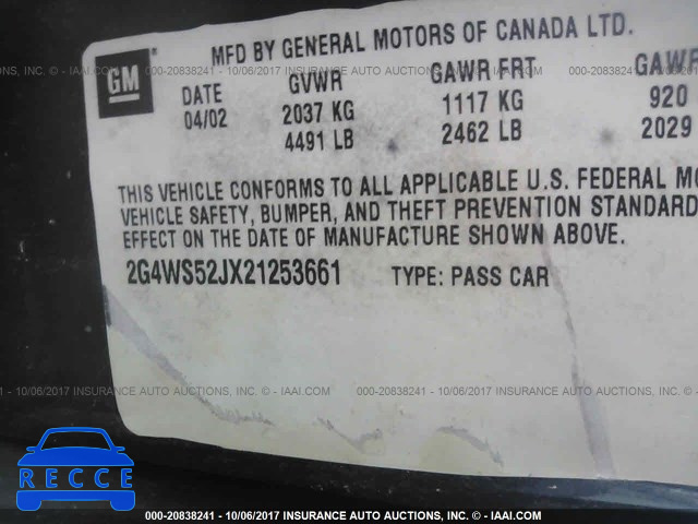 2002 Buick Century 2G4WS52JX21253661 image 8