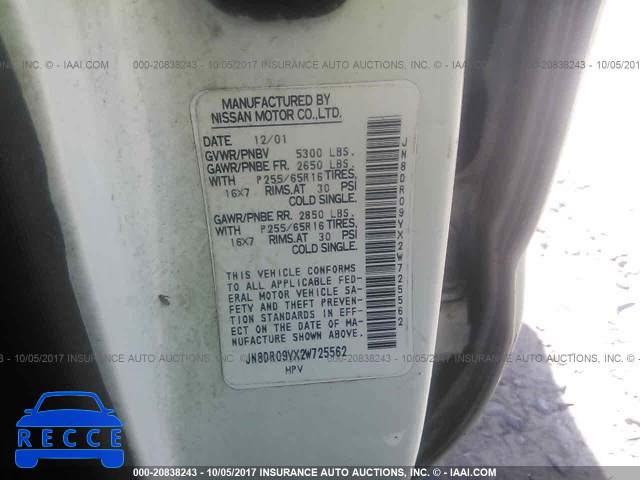 2002 Nissan Pathfinder JN8DR09YX2W725562 image 8