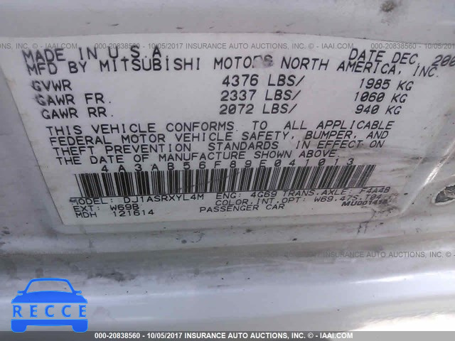 2009 Mitsubishi Galant ES 4A3AB56F89E041013 image 8