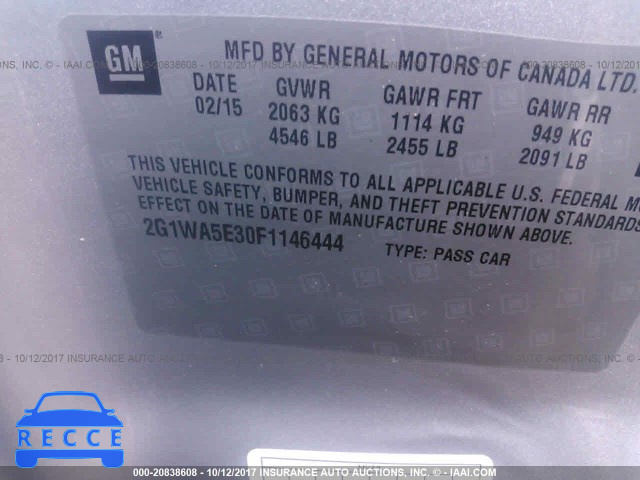 2015 CHEVROLET IMPALA LIMITED LS 2G1WA5E30F1146444 Bild 8