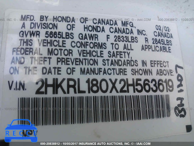 2002 Honda Odyssey 2HKRL180X2H563619 image 8