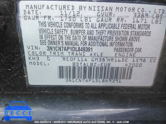 2013 Nissan Versa 3N1CN7AP1DL849391 image 8