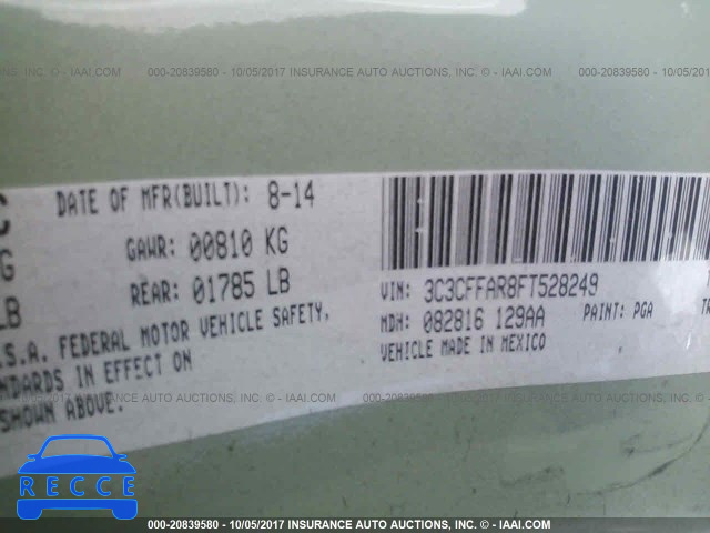 2015 Fiat 500 POP 3C3CFFAR8FT528249 зображення 8