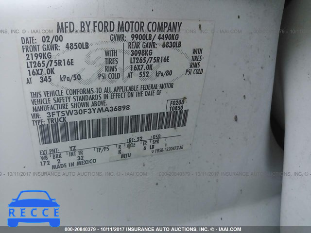 2000 Ford F350 3FTSW30F3YMA36898 image 8