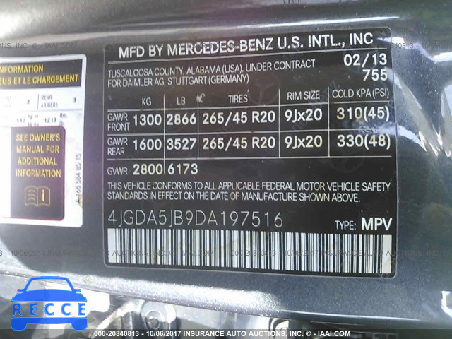 2013 Mercedes-benz ML 350 4JGDA5JB9DA197516 image 8