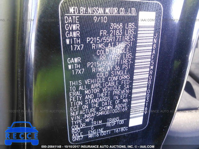 2011 Nissan Juke S/SV/SL JN8AF5MR0BT003169 image 8