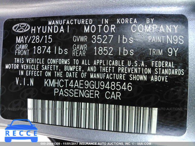 2016 Hyundai Accent KMHCT4AE9GU948546 image 8