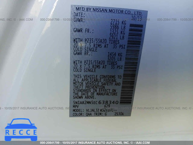 2014 Nissan Pathfinder 5N1AR2MN5EC638340 image 8