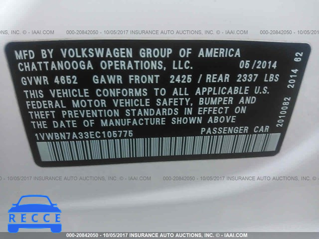 2014 Volkswagen Passat SE 1VWBN7A33EC105775 image 8