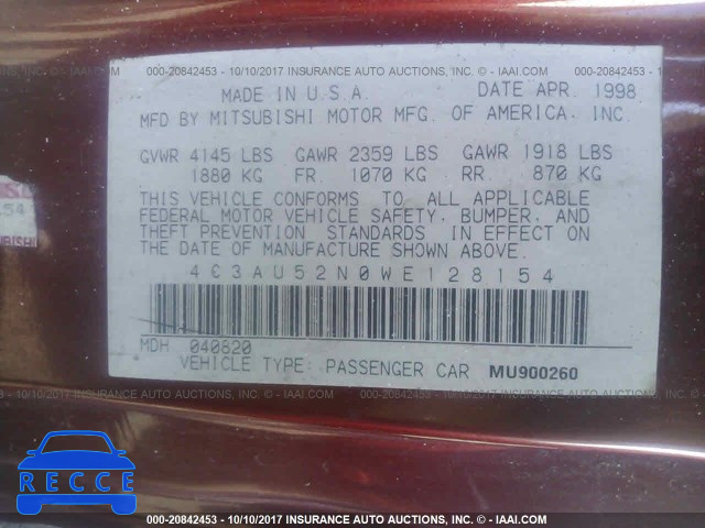 1998 Chrysler Sebring LXI 4C3AU52N0WE128154 image 8