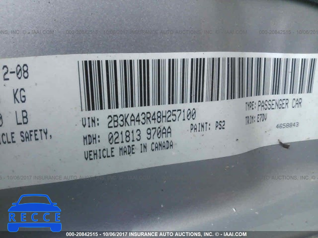 2008 Dodge Charger 2B3KA43R48H257100 image 8