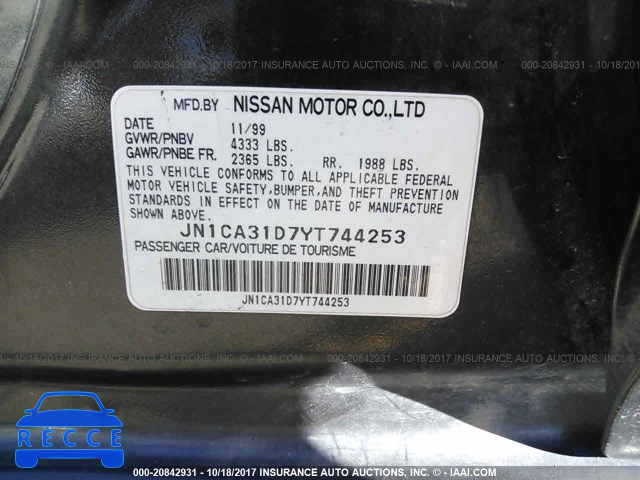 2000 Nissan Maxima GLE/GXE/SE JN1CA31D7YT744253 image 8