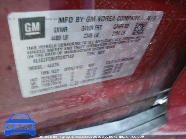 2015 Buick Encore CONVENIENCE KL4CJFSB0FB207149 image 8