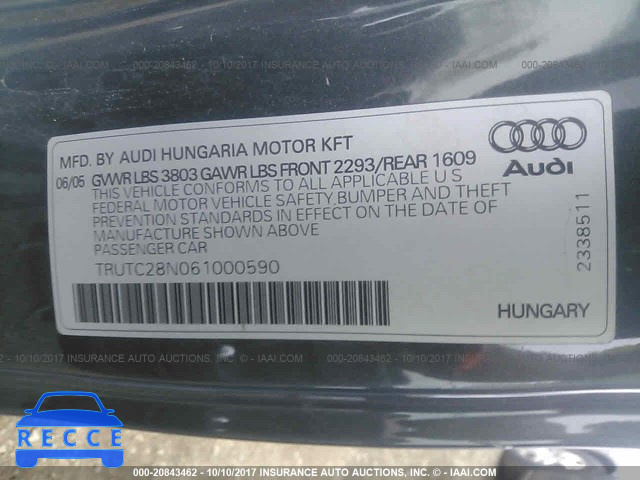 2006 Audi TT TRUTC28N061000590 зображення 8
