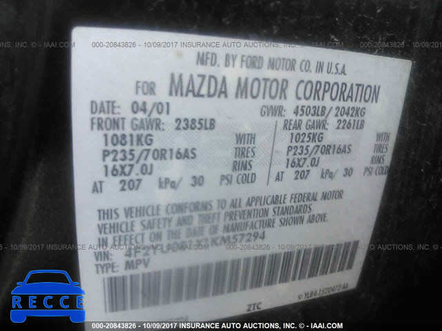 2001 Mazda Tribute LX/ES 4F2YU081X1KM57294 image 8