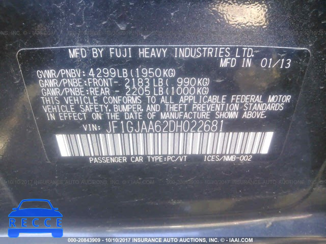 2013 Subaru Impreza JF1GJAA62DH022681 image 8
