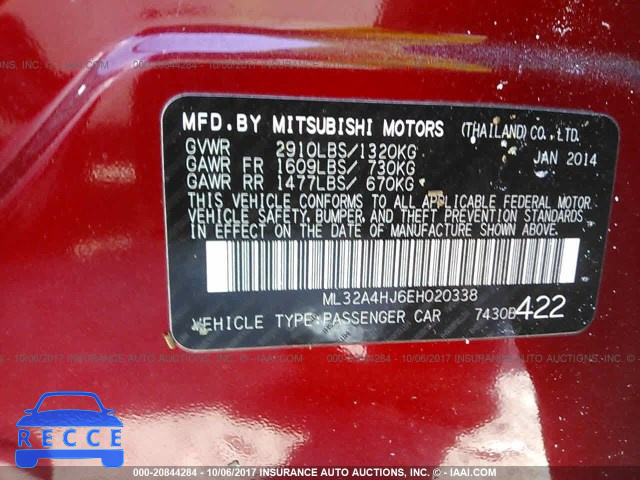 2014 Mitsubishi Mirage ML32A4HJ6EH020338 image 8