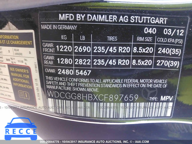 2012 Mercedes-benz GLK 350 4MATIC WDCGG8HBXCF897659 зображення 8