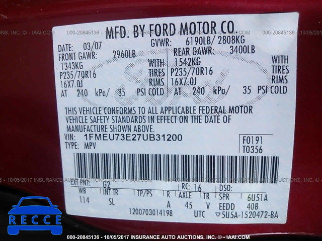 2007 Ford Explorer 1FMEU73E27UB31200 image 8