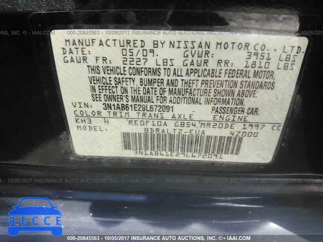 2009 Nissan Sentra 2.0/2.0S/2.0SL 3N1AB61E29L672091 image 8