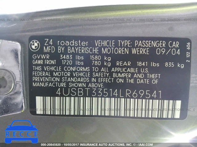 2004 BMW Z4 2.5 4USBT33514LR69541 Bild 8