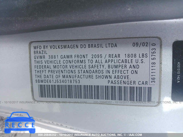 2003 Volkswagen GTI 9BWDE61J534018753 image 8