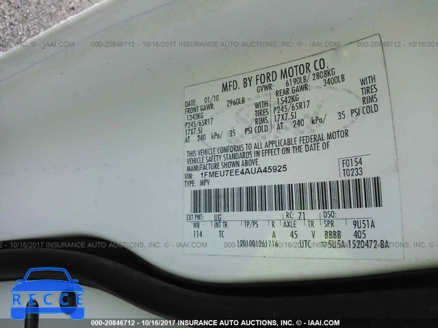 2010 Ford Explorer EDDIE BAUER 1FMEU7EE4AUA45925 image 8