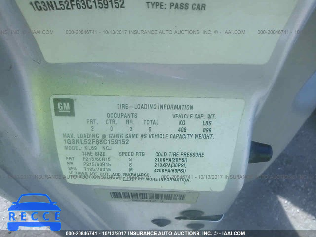 2003 Oldsmobile Alero GL 1G3NL52F63C159152 image 8