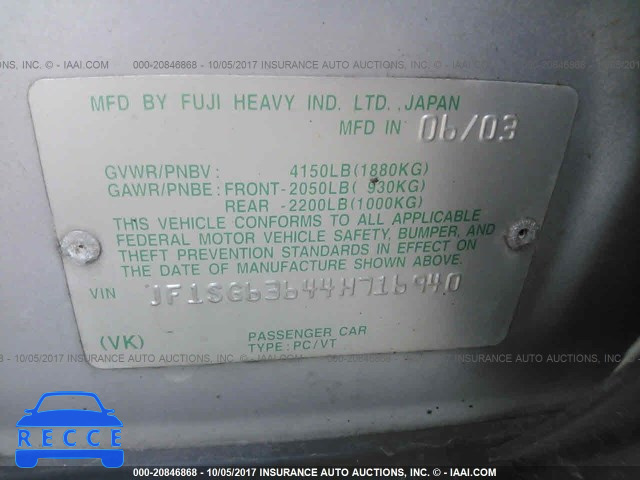 2004 Subaru Forester JF1SG63644H716940 image 8