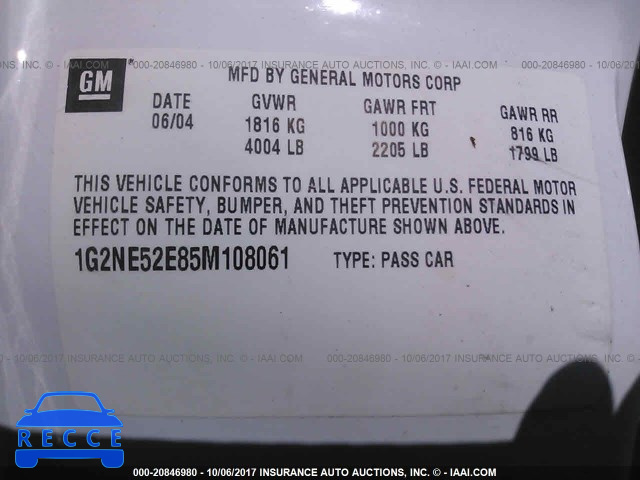2005 Pontiac Grand Am SE 1G2NE52E85M108061 image 8