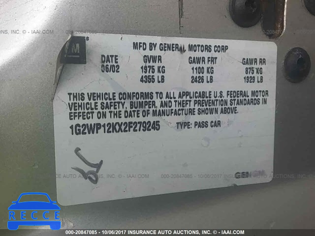 2002 Pontiac Grand Prix GT 1G2WP12KX2F279245 image 8